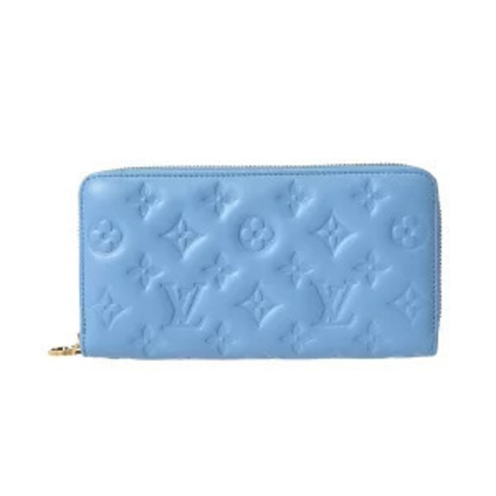 Louis Vuitton Zippy Wallet Blue Lambskin Leather Long